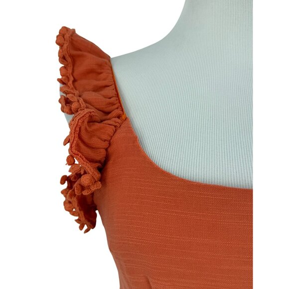 Selfie Leslie Orange Layered Crochet Ruffle Trim Cotton Mini Dress Party Dress - Picture 4 of 16